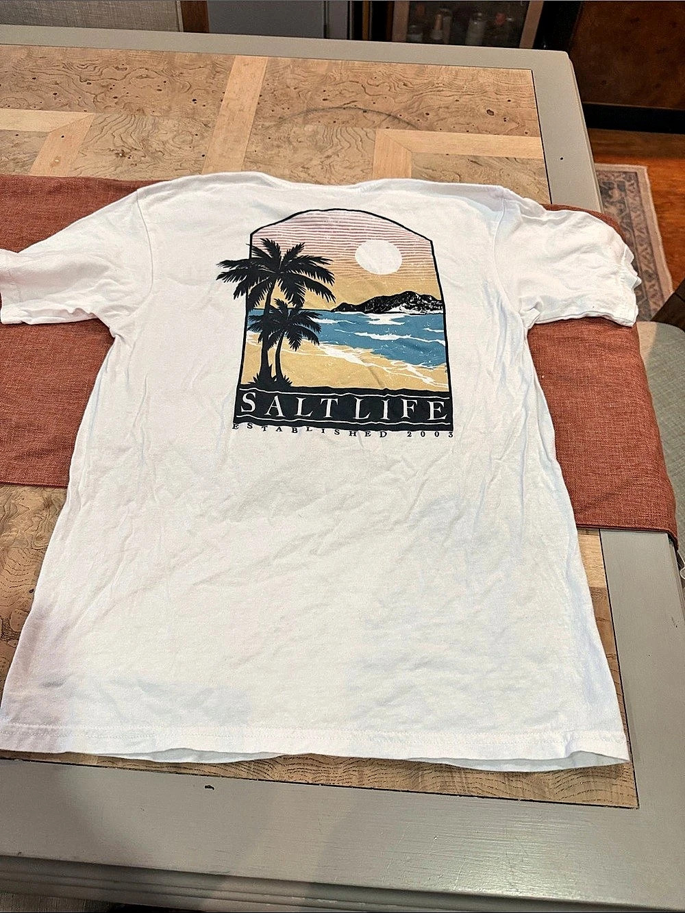 Salt Life Established 2003 Palm Beach Sunset Graphic Tee Medium White
